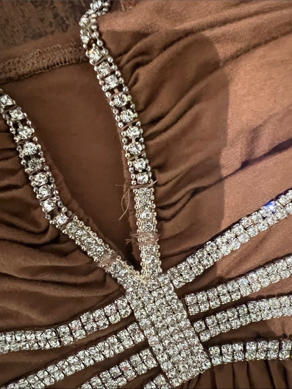 Sky Brown Rhinestone Halter Top - Picture 2 of 5